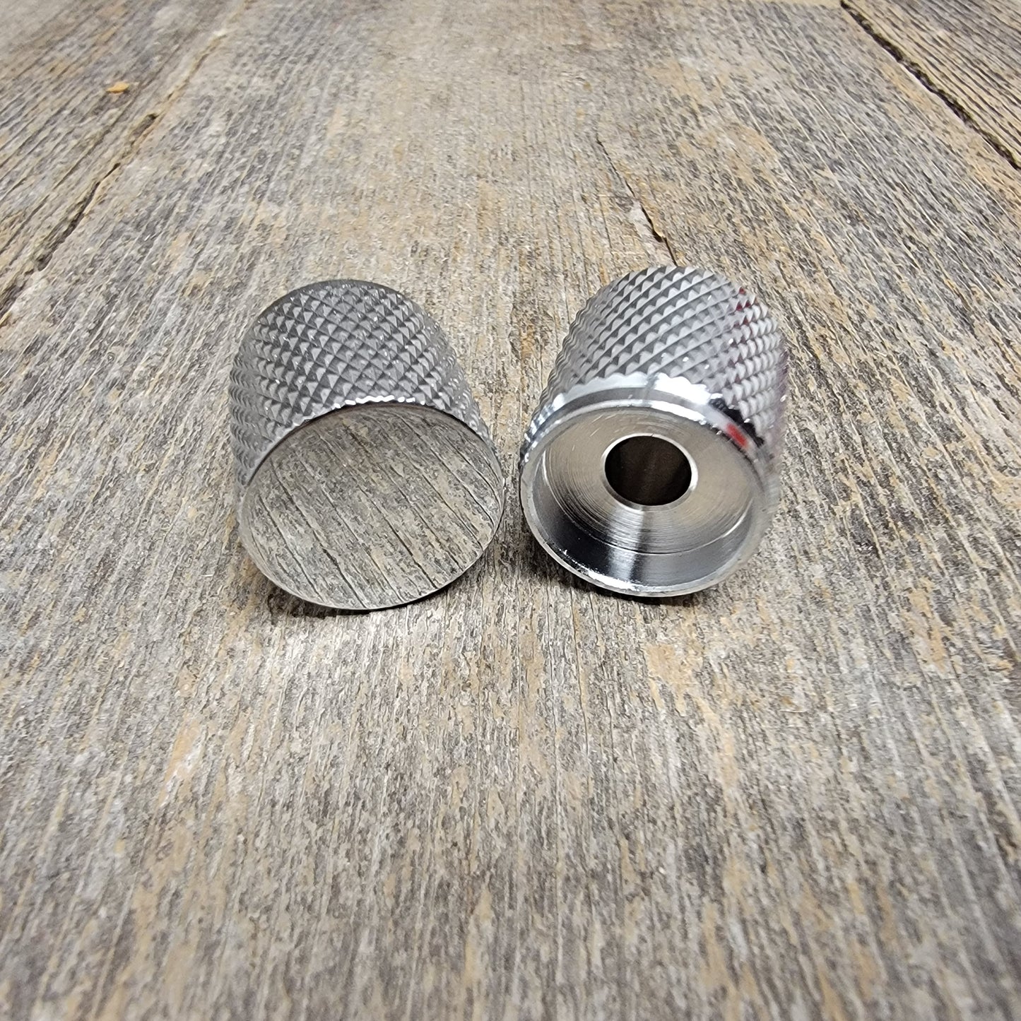 More Gain Parts flat top knurled knob - set screw - chrome (1)