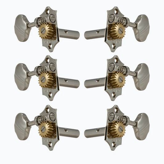 Grover 3x3 Sta-Tite Tuner Set for Slot Head Scalloped Buttons- set of 6 pcs