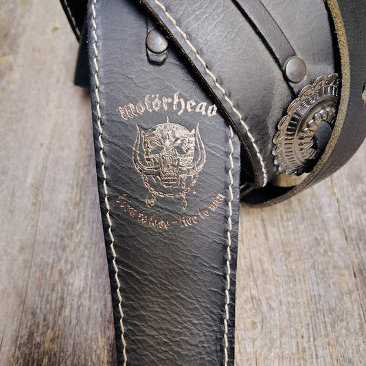 Used Richter Motorhead Guitar Strap Black/old Silver