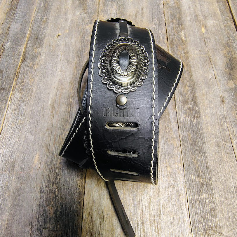 Used Richter Motorhead Guitar Strap Black/old Silver