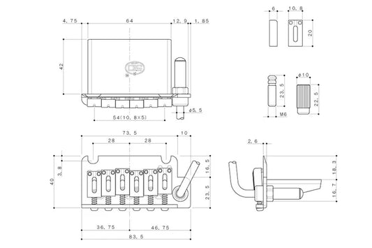 Gotoh 510TS-FE1 Fulcrum Tremolo Steel Block Chrome