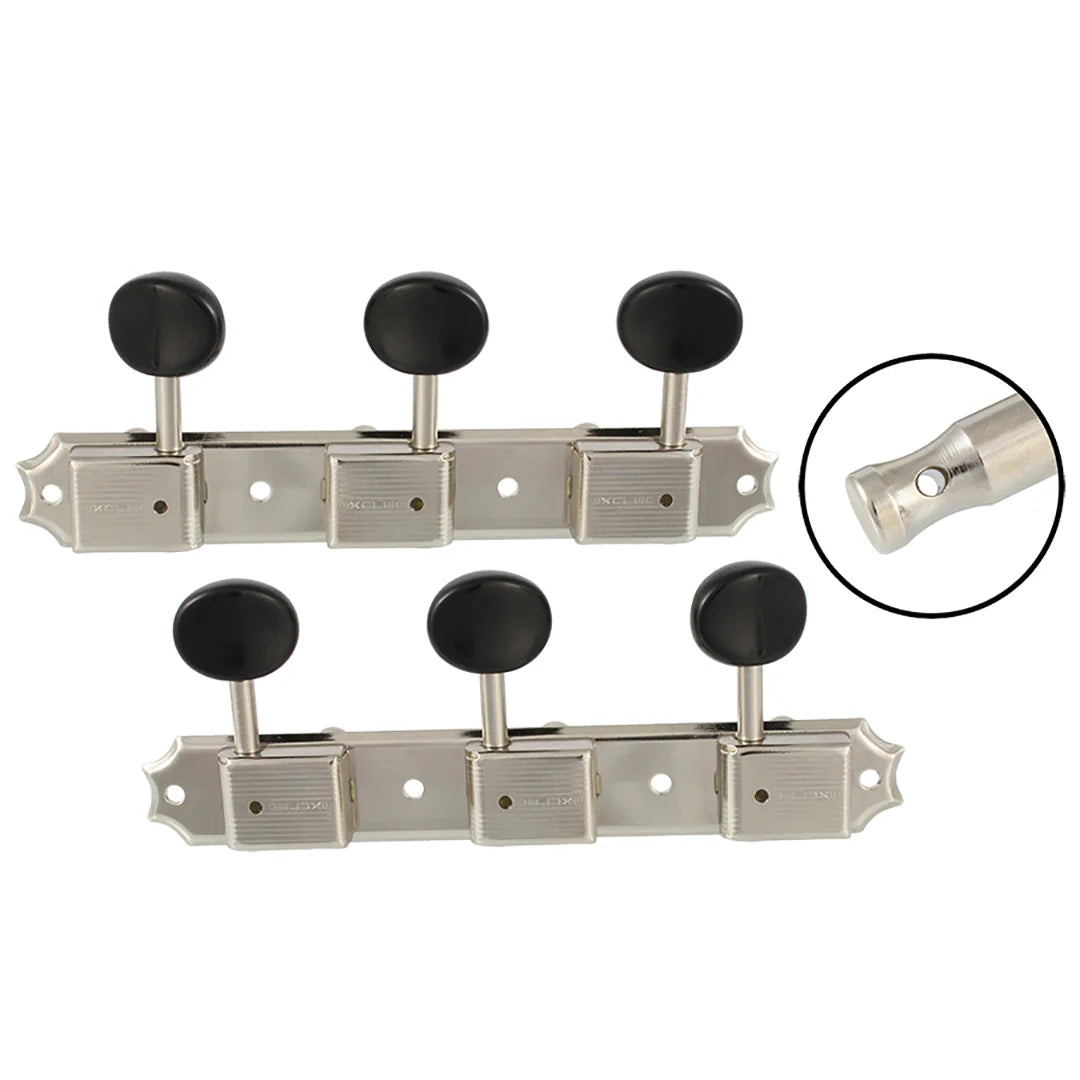 Allparts TK-0704-001 Gotoh Vintage-style Deluxe 3x3 Strip Tuning Machines Black Buttons