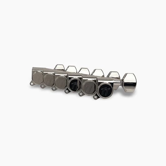 True Tune Mid-Size Tuners - 6-In-Line, Schaller Style Buttons Nickel