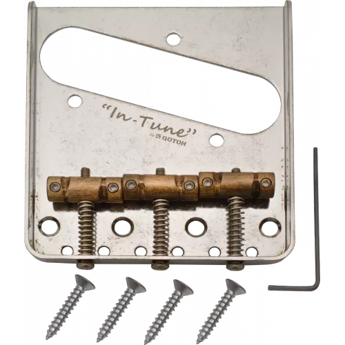 Gotoh BS-TC1-Relic In Tune Telecaster Style Bridge with Brass Saddles, Aged Chrome