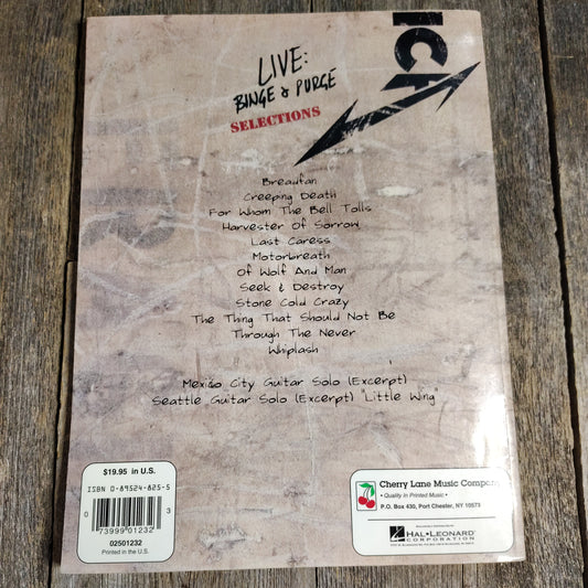 Used Metallica "Live:Binge & Purge Selections" Song Book