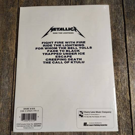 Used Metallica "Ride the Lightning" Song Book