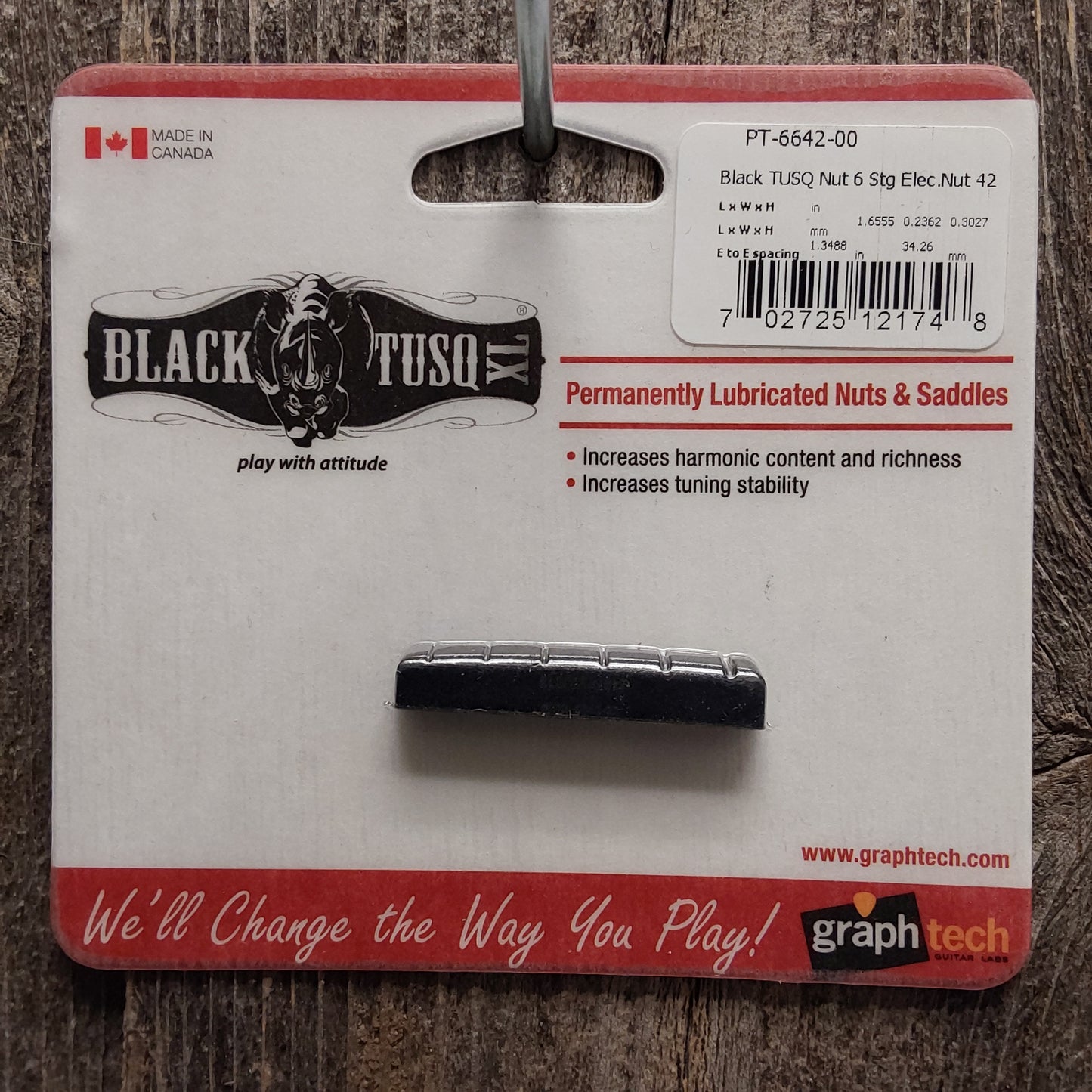 Graphtech PT-6642-00 Black TUSQ XL 6 string electric 42mm nut
