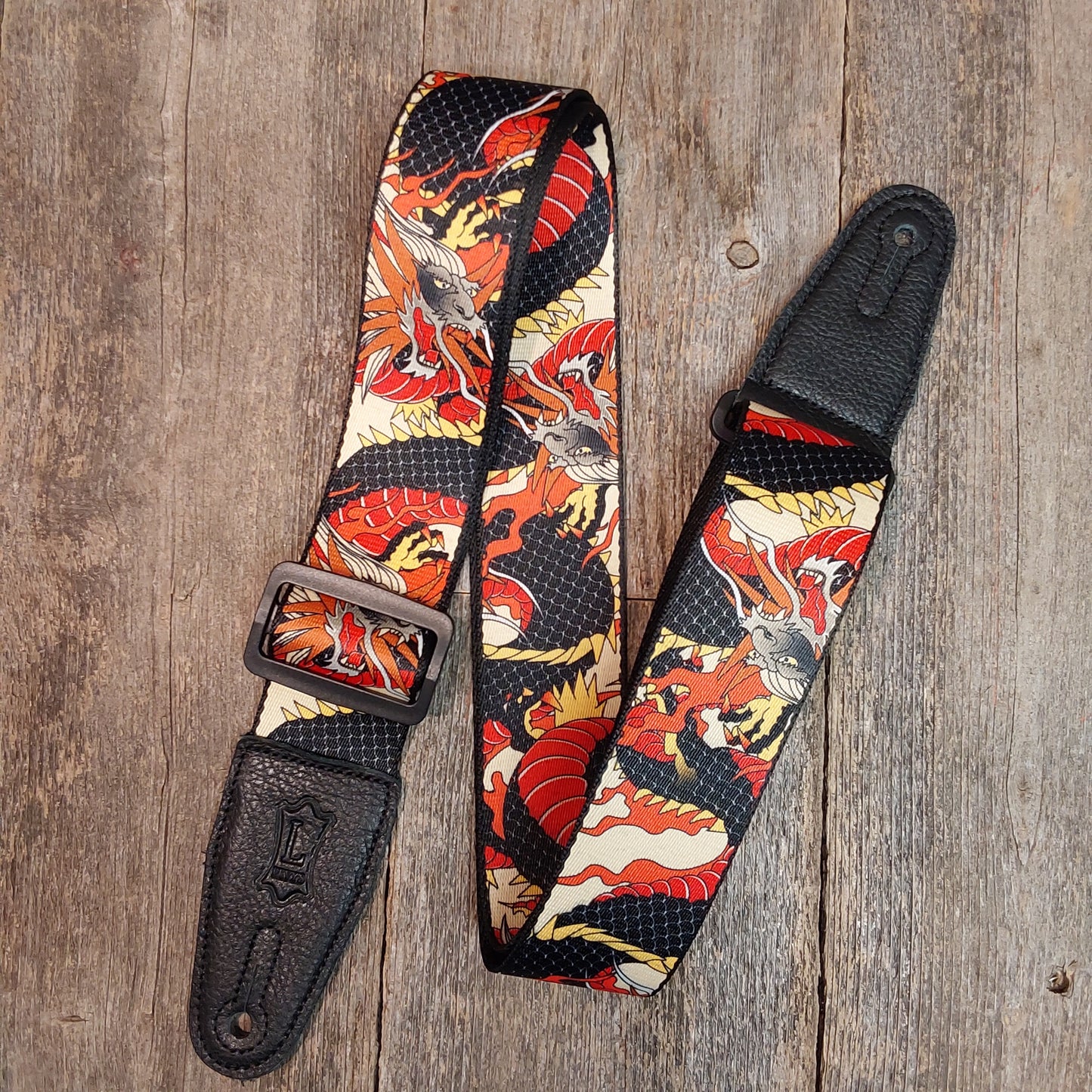 Levy's MPD2-123 Japanese Traditional Dragon Motif 2 inch polyester Guitar Strap