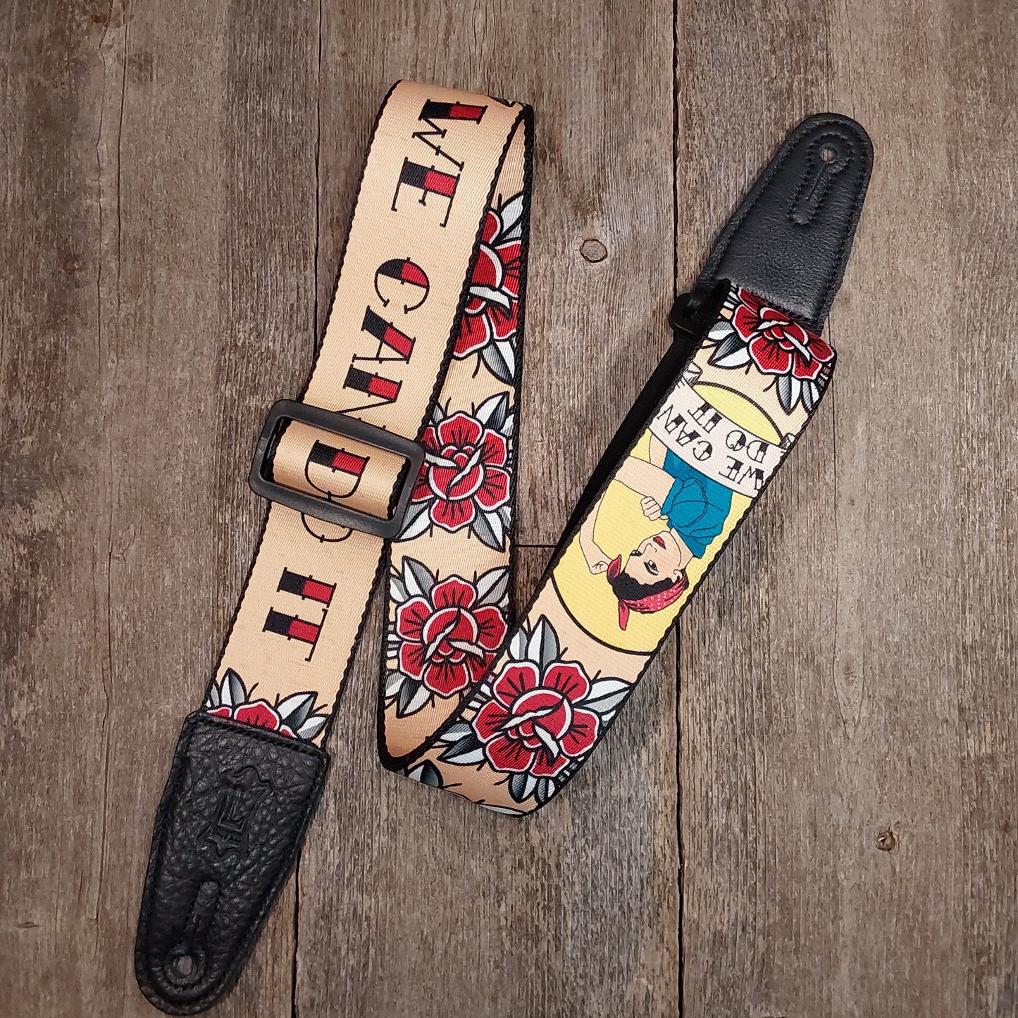 Levy's MPD2-125 Rosie The Riveter Neo Traditional style Tattoo 2 inch polyester Guitar Strap