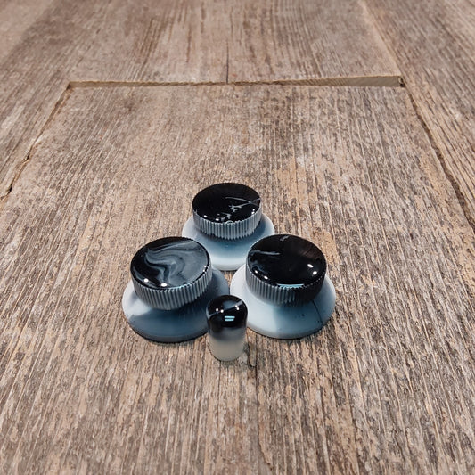 Knobhead PDX -Black & White Swirl Bell knobs Set of 3 w/ Blade Switch tip
