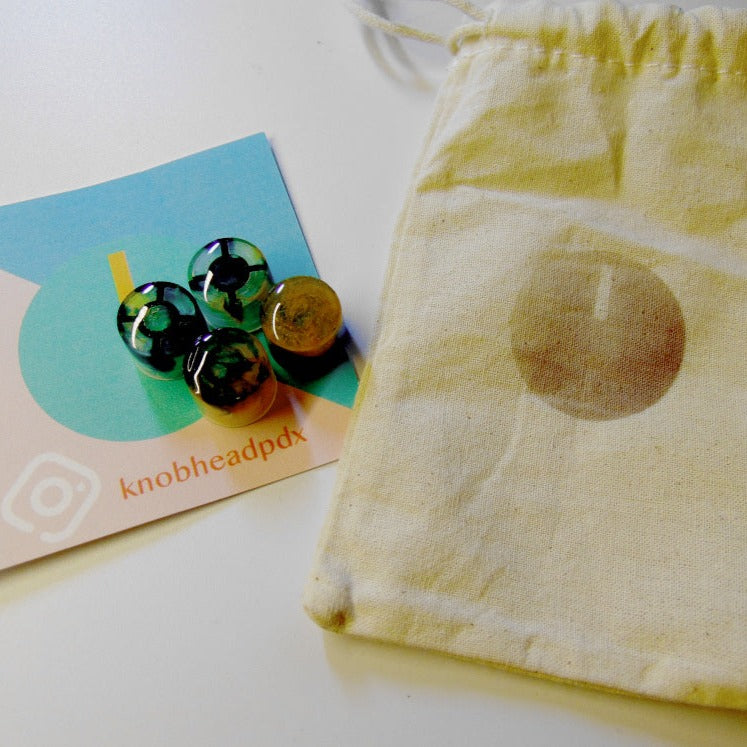 Knobhead PDX Petite Knobs for pedals Blue Yellow swirl (Set of 4)
