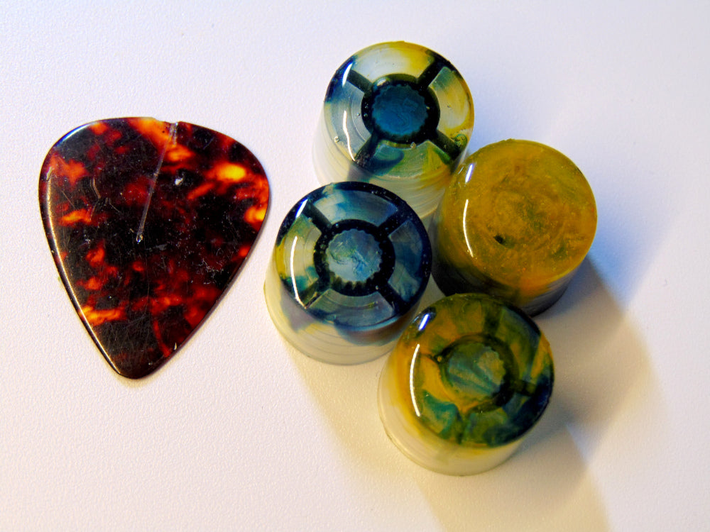 Knobhead PDX Petite Knobs for pedals Blue Yellow swirl (Set of 4)