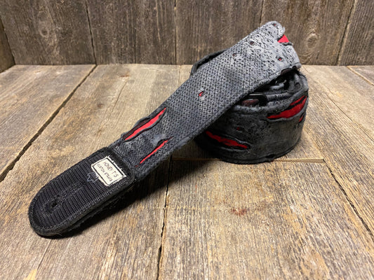 Used Honey T's Custom Black/Red Torn Guitar Strap