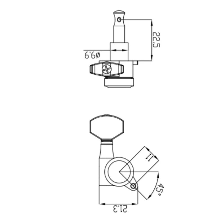 True-Lok Mini Locking Tuners - 6-in-line Schaller Style button