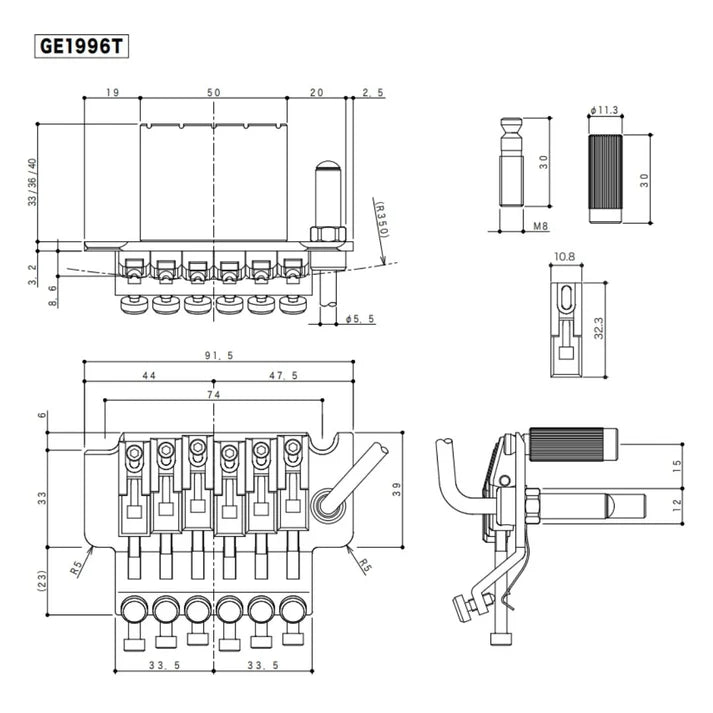 Gotoh GE1996T Locking Tremolo 40mm Block Height, 41mm (1 5/8") Locking Nut Width