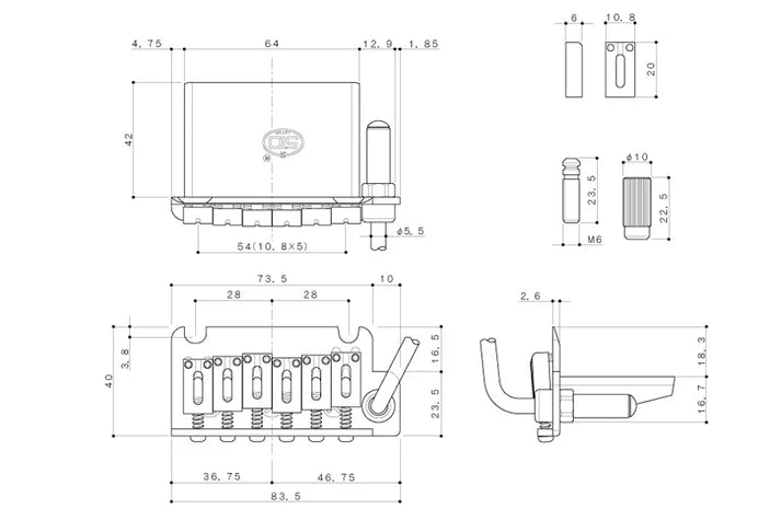 Gotoh 510TS-FE1 Fulcrum Tremolo Steel Block Chrome