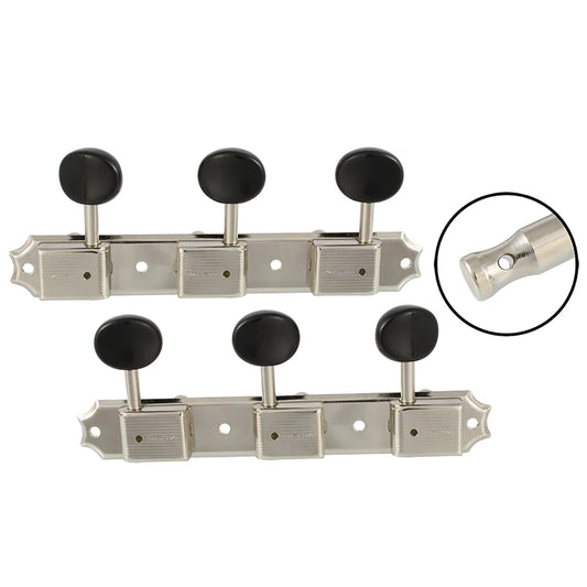 Allparts TK-0704-001 Gotoh Vintage-style Deluxe 3x3 Strip Tuning Machines Black Buttons