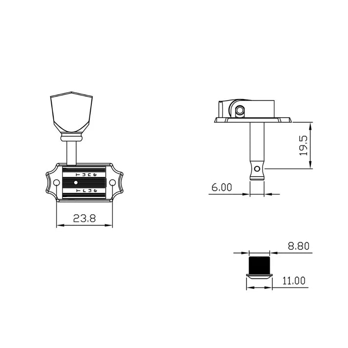 True Tune Vintage Style Tuners Green Keystone 3x3