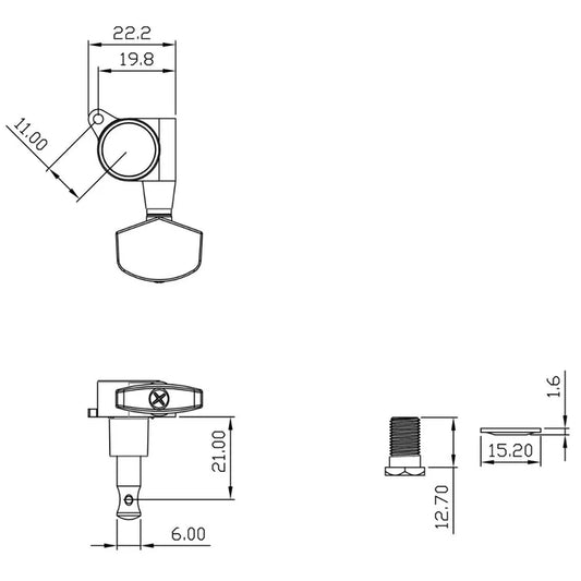 True Tune Mid-Size Tuners - 3x3  Schaller Style Buttons