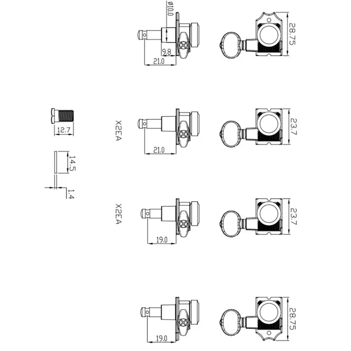 True Lok - Vin Mod 6IL Staggered Post - Oval Button