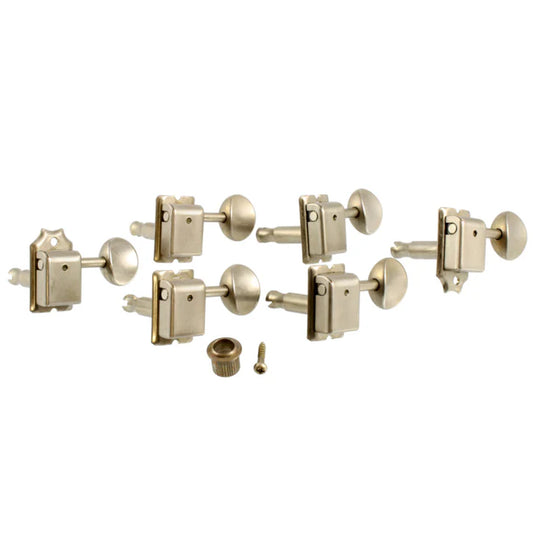 Gotoh SD91 Vintage-style Staggered Height 6-in-line Keys Oval Button Aged Nickel (A)