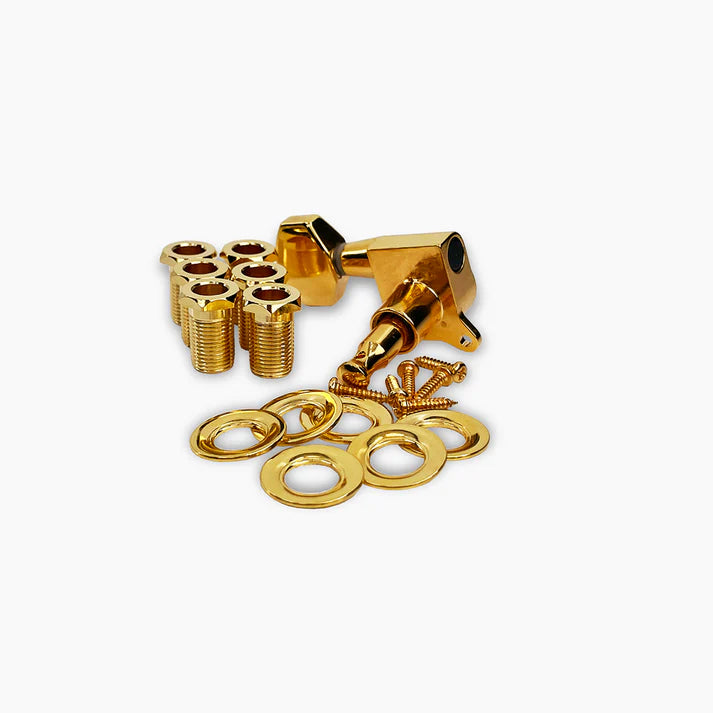 True Tune Mid-Size Tuners - 6-In-Line,  Schaller Style Buttons Nickel