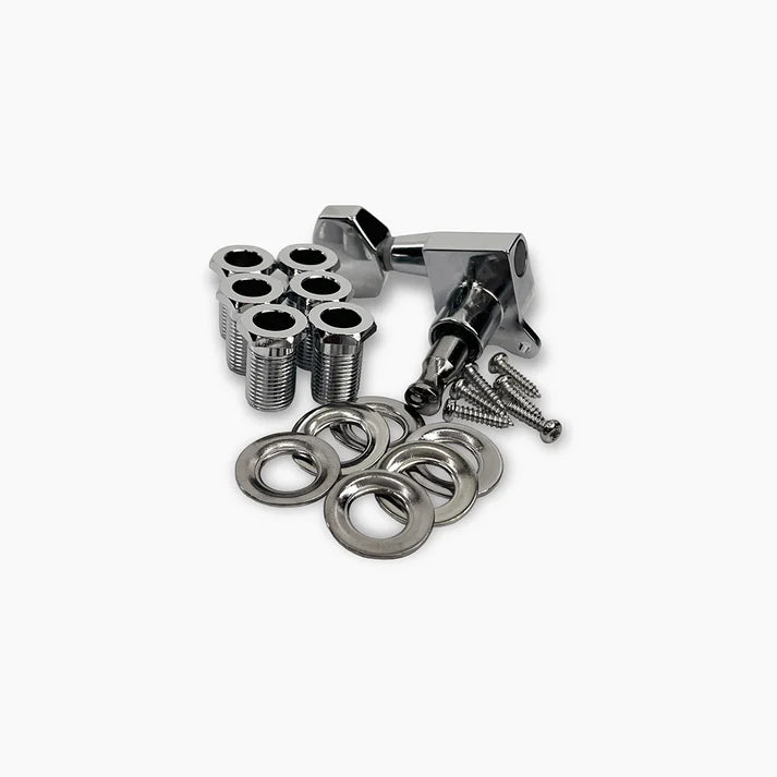 True Tune Mid-Size Tuners - 6-In-Line,  Schaller Style Buttons Nickel