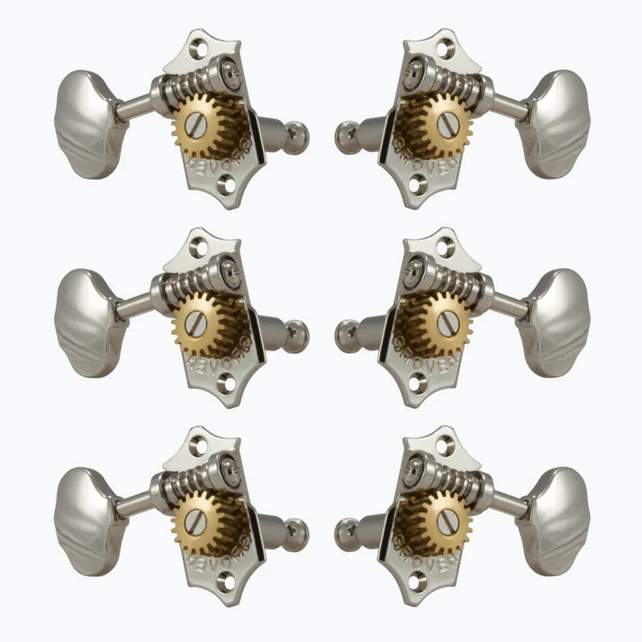 Grover 3+3 V97-18NA Sta-Tite Open Gear Nickel Keys Scalloped Buttons set of 6 pcs