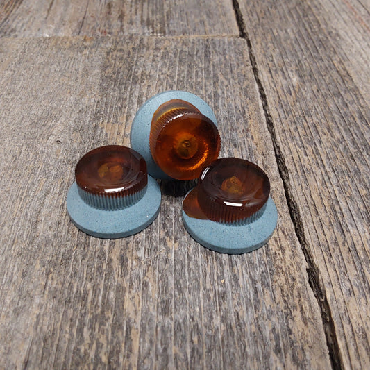 Knobhead PDX Amber and Blue-Grey Bell knob (set of 3)