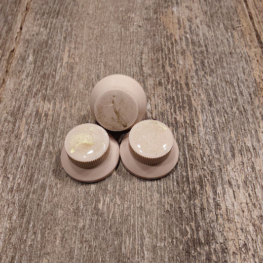 Knobhead PDX - Pink w /Gold dust Bell knobs Set of 3.