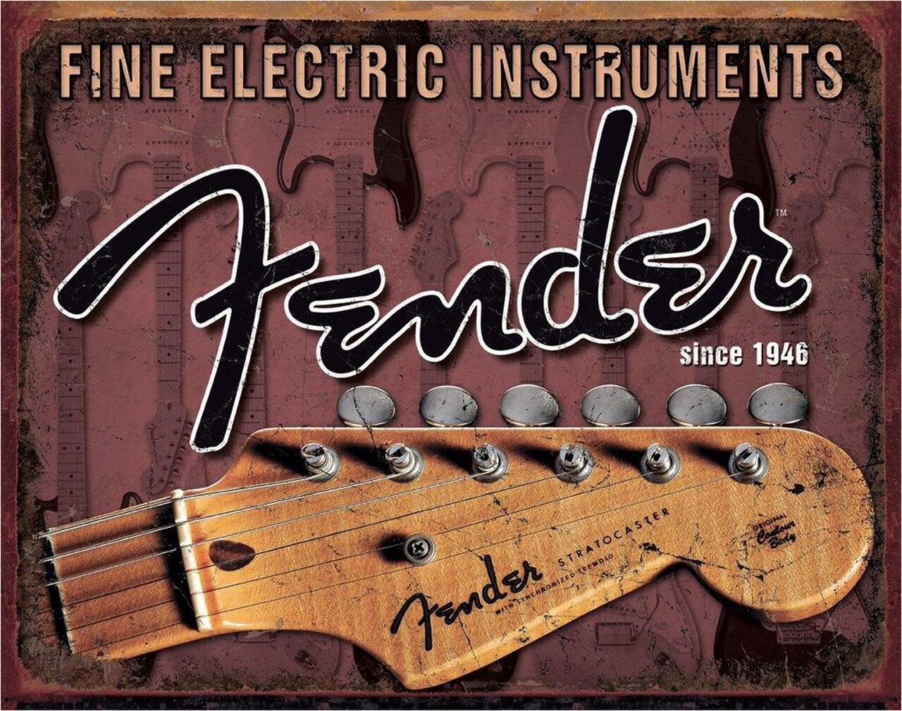 Desperate Enterprises Fender Headstock Metal Sign
