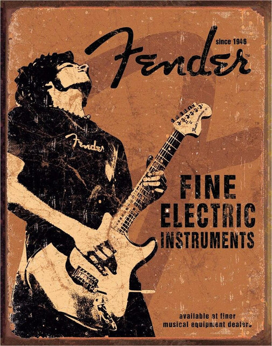 Desperate Enterprises Fender Rock On Tin Sign