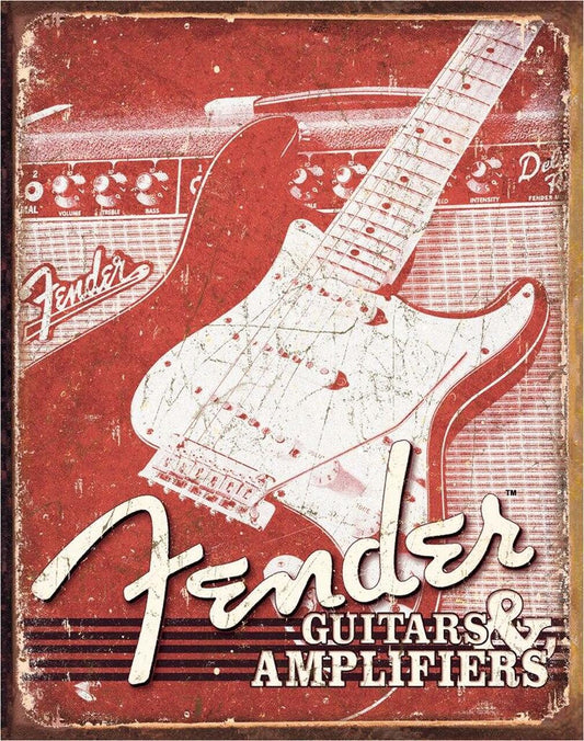 Desperate Enterprises Fender Weathered Guitars and Amps Metal Sign