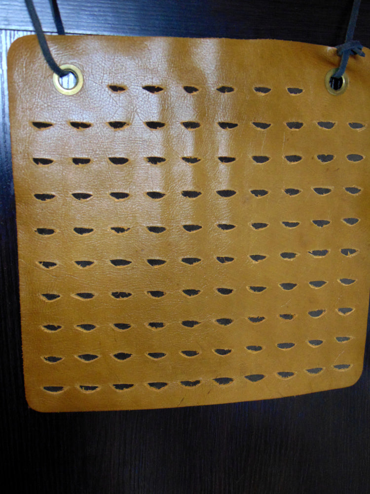 String to Speaker Leather Hanging Pick Display Holder Holder 12x12 light brown
