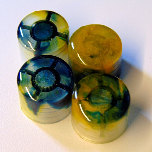 KnobheadPDX Petit Knobs for pedals Blue Yellow swirl (Set of 4)